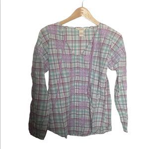 Sundance Plaid Embroidered Long Sleeve Top